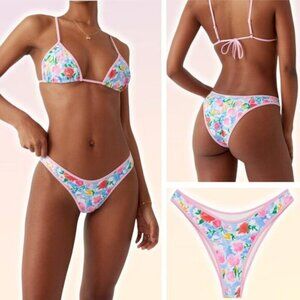 NWT FRANKIE'S BIKINIS Dove Swim Bottom Size Large Painted Petals